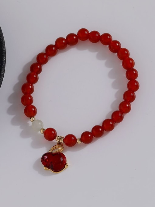 16K gold [red] Brass Jade Rabbit Trend Handmade Beaded Bracelet